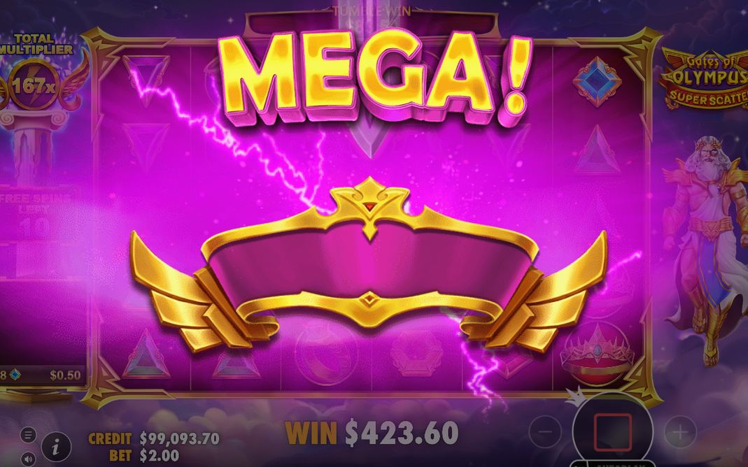 Multiplier orbs adding to a tumble win