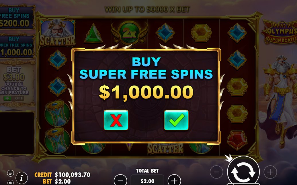 Free spins screen with the running multiplier