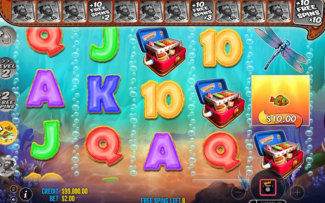 Free Spins screen with a collection multiplier level