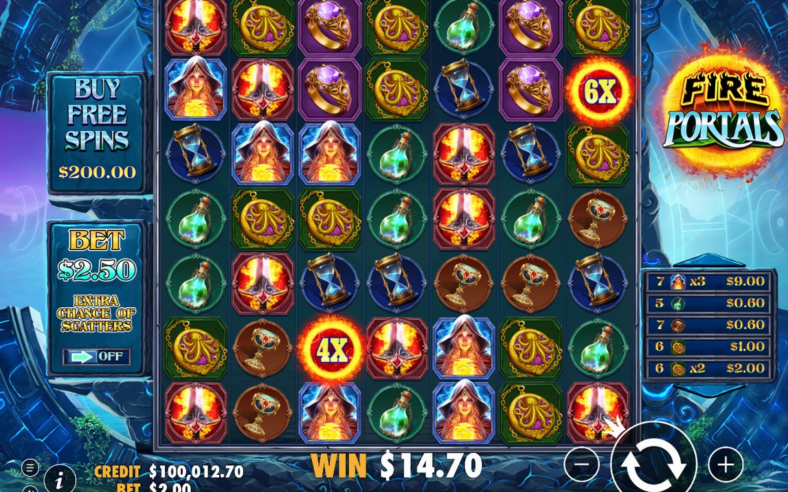 Base Game grid with a cluster of matching symbols