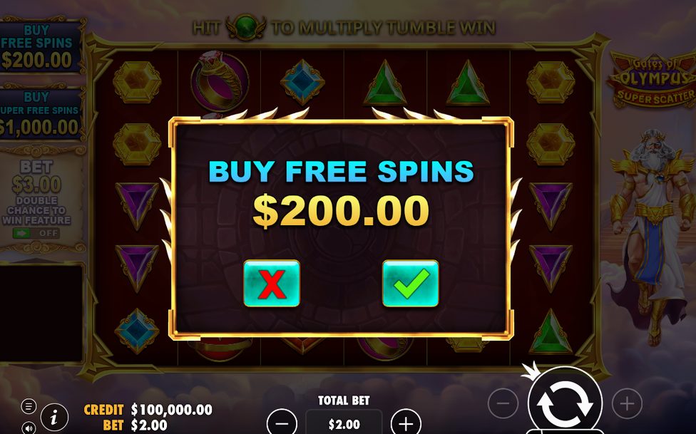 Free spins round with three Scatter symbols